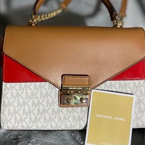 Michael Kors Sloan Logo and leather satchel